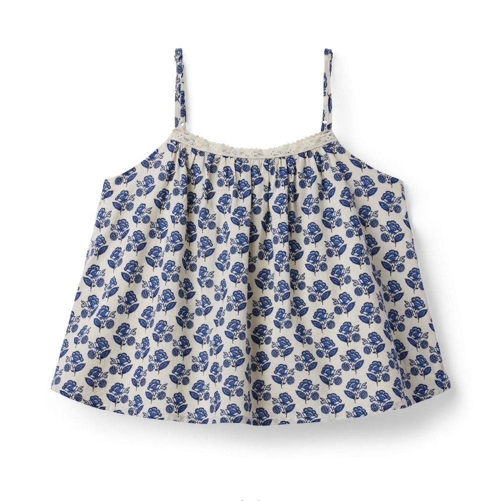 NWT Janie and Jack FLORAL CROCHET TRIM TOP